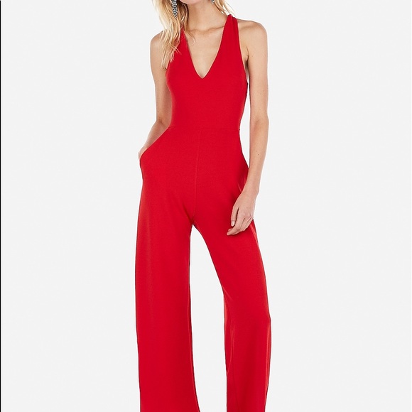 cross back wide leg jumpsuit